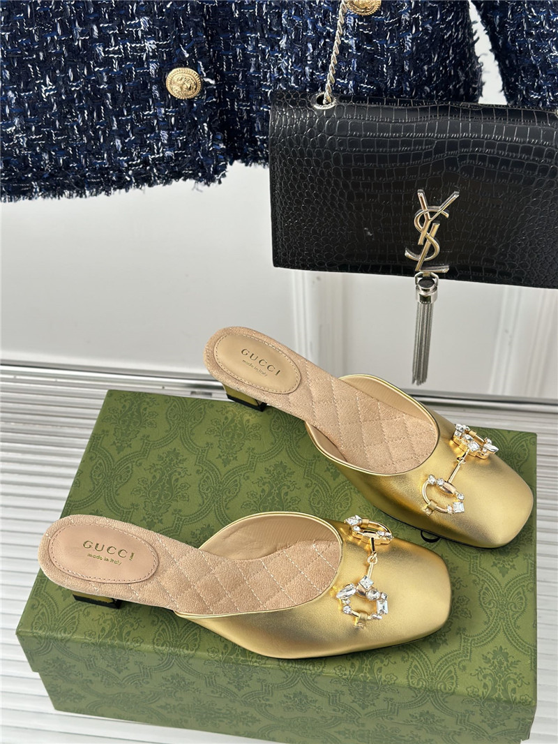 Gucci new horsebit toe thick heel half slippers - Sneaker Replica Workshop