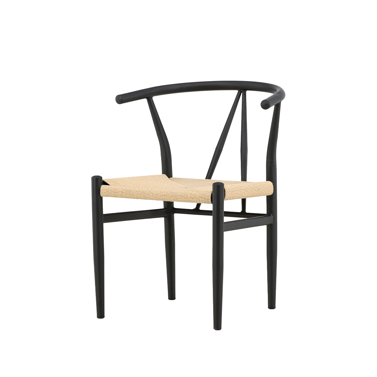 Eetkamerstoel Bengt - met rotan zitting Zwart