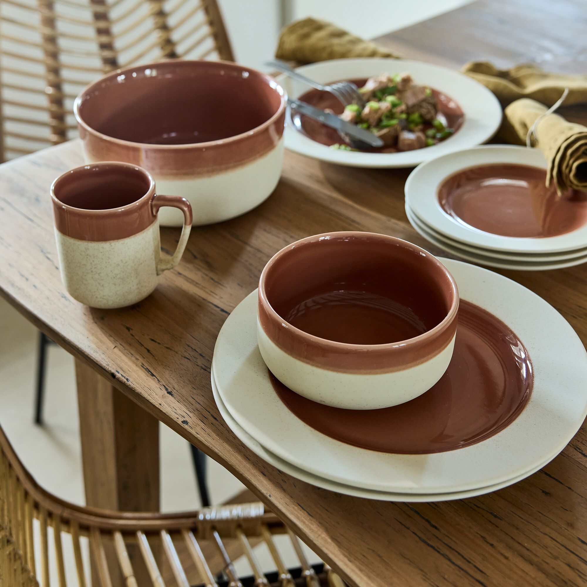 TROIA - Assiette à dessert en grès D20cm - terracotta