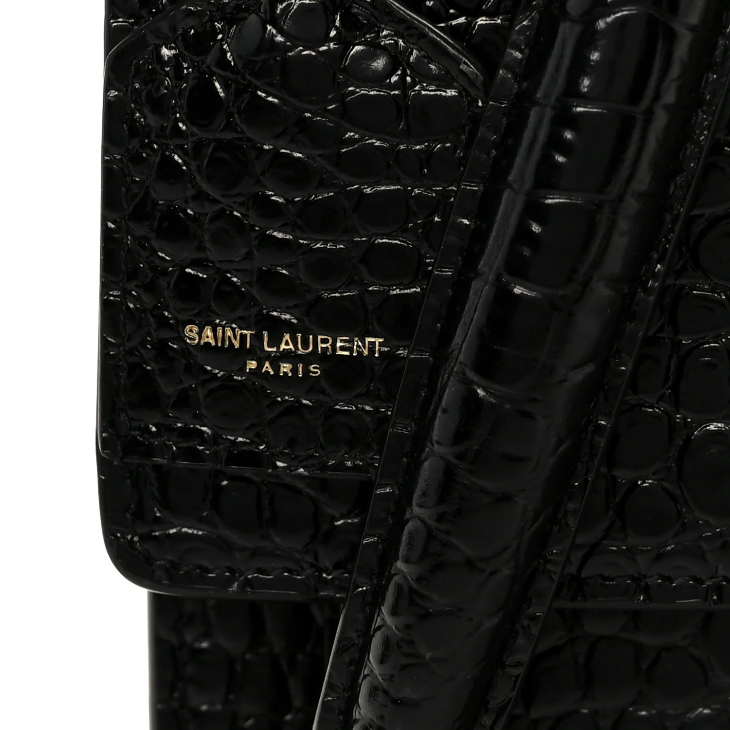 Calfskin Crocodile Embossed Large Monogram Sunset Black - Top Club