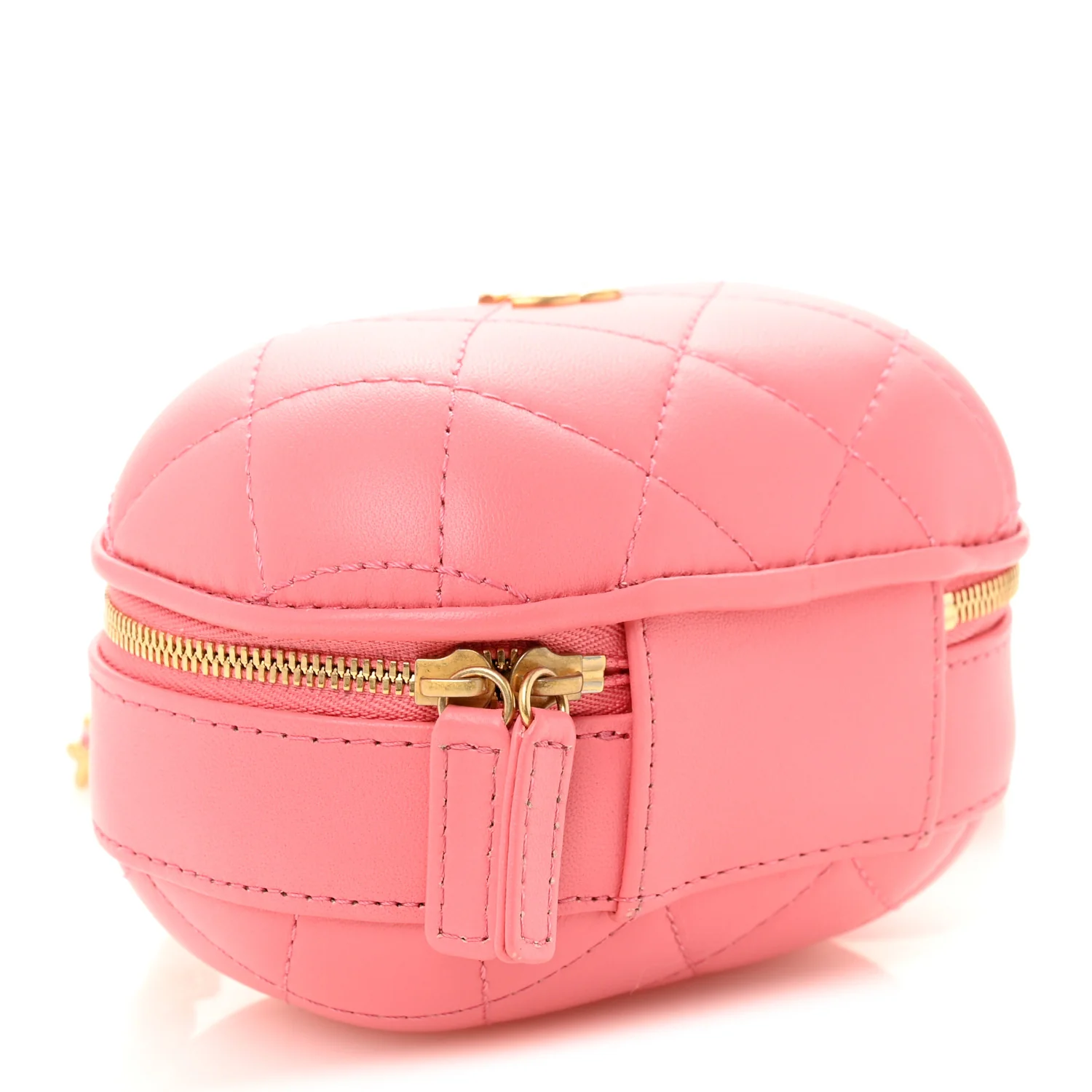 Lambskin Quilted CC Bubble Vanity Case With Chain Pink - Top Club