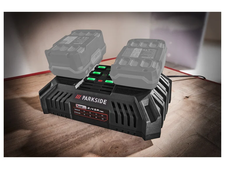 PARKSIDE 20 V Akku-Doppelladegert PDSLG 20 B1, 4.5 A, 220 W