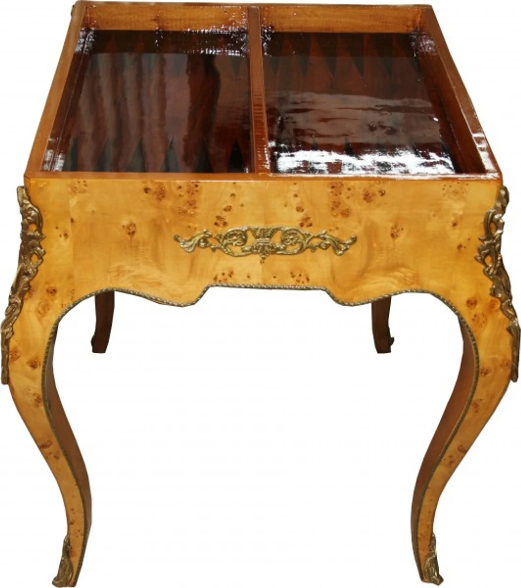 Baroque game table chess / backgammon table mahogany L 60 x W 60 x H 71 cm - furniture antique style baroque