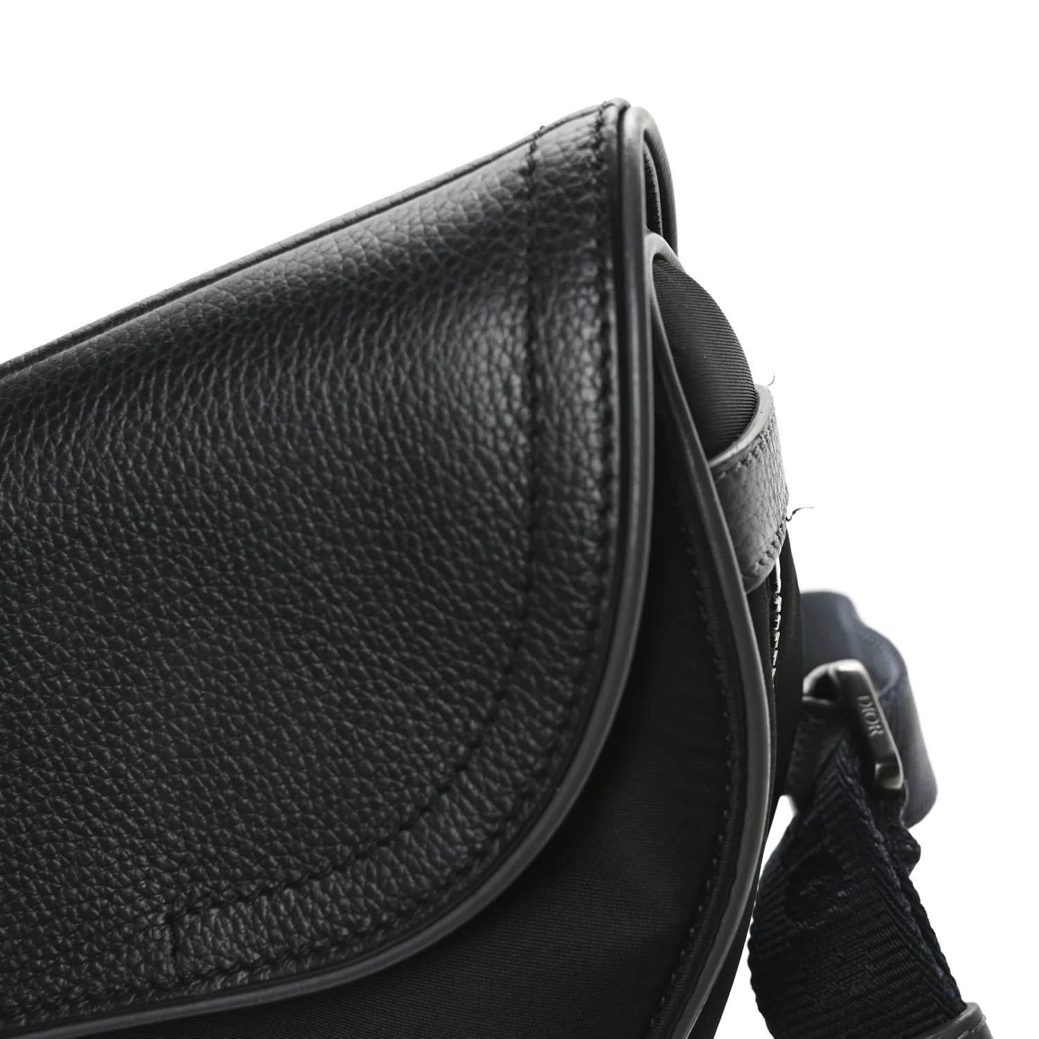 Nylon Grained Calfskin Saddle Bag Black Multicolor - Top Club