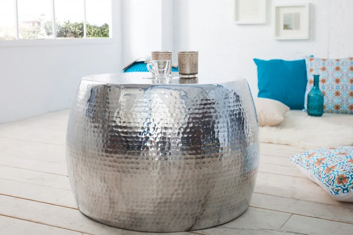 Luxury coffee table silver 60 cm aluminum - living room salon table - unique