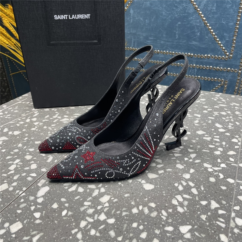 YSL rhinestone high heel classic logo letter high heel sandals - Sneaker Replica Workshop