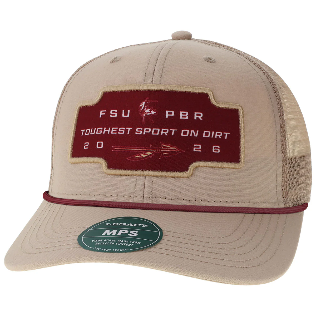 Legacy Men's FSU/PBR Toughest Sport on Dirt Patch Adjustable Trucker - Sand - MoB Apparel