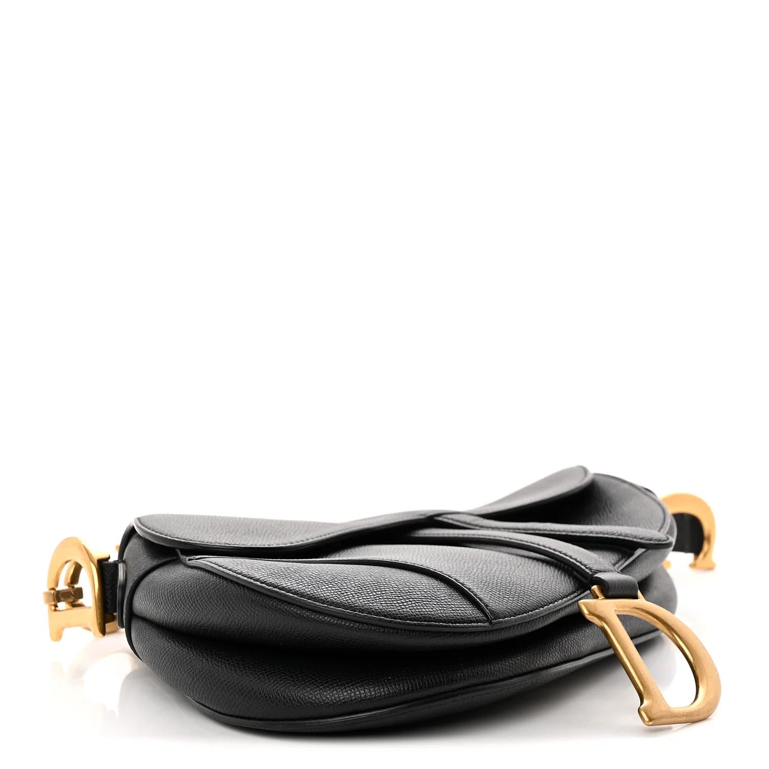 Grained Calfskin Saddle Bag Black - Top Club