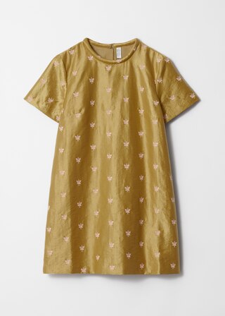 & Other Stories SHINY JACQUARD SHIFT DRESS