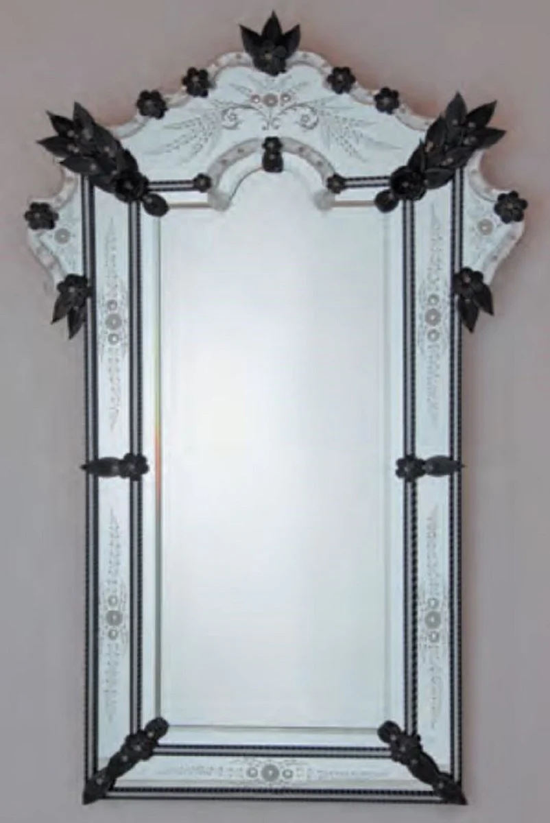 Luxury Baroque Mirror Black - Magnificent wall mirror in the Venetian style - Castle furniture - Hotel furniture - Baroque furniture - Luxury furniture in the Baroque style - Made in Italy