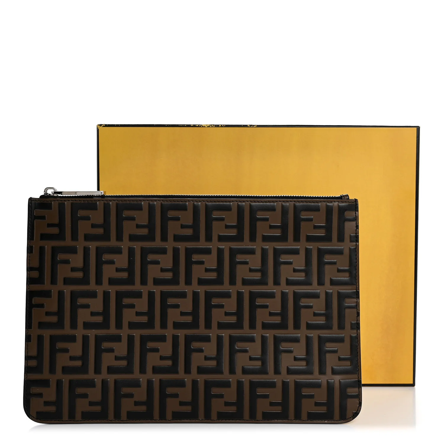 Vitello Grace FF 1974 Embossed Slim Clutch Black - Top Club