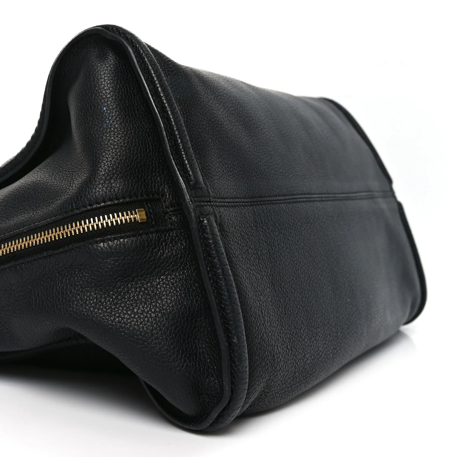 Pebbled Calfskin Large Skull Padlock Zip Around Tote Black - Top Club