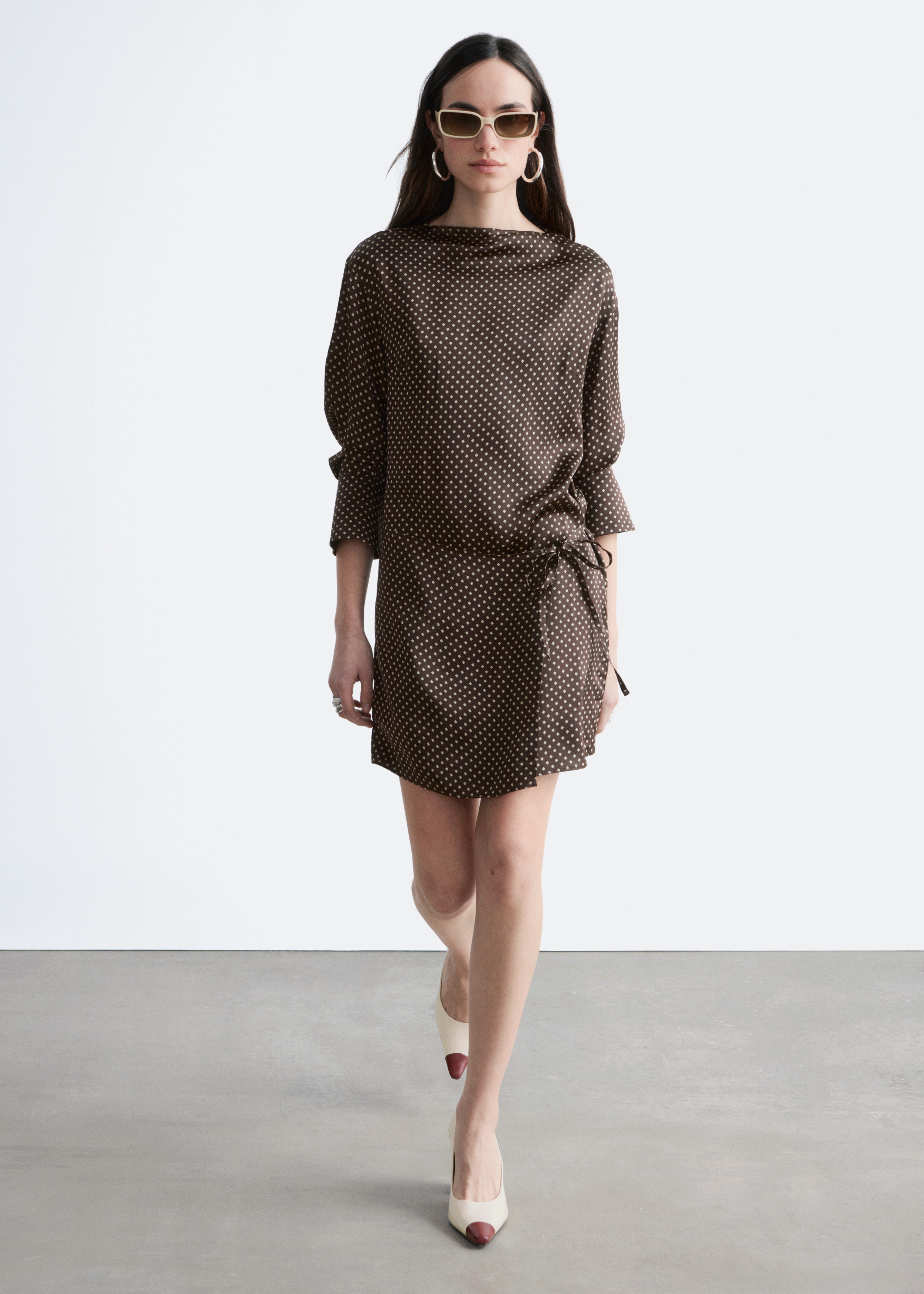 & Other Stories SATIN TIE-CLOSURE MINI DRESS