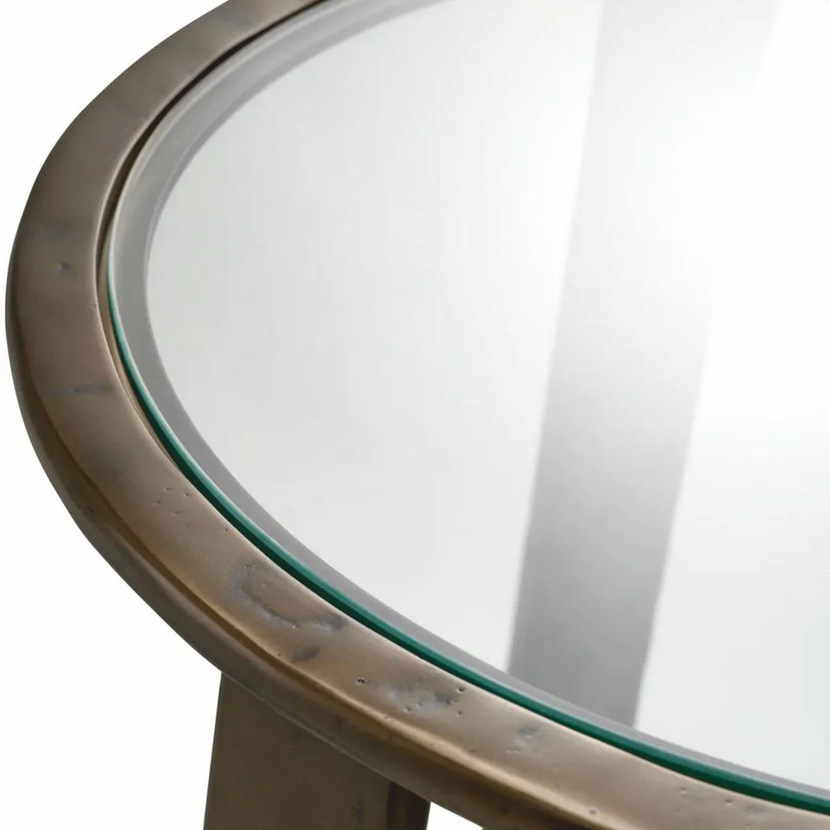 Luxury aluminum side table with glass top bronze Ø 50 cm - living room furniture