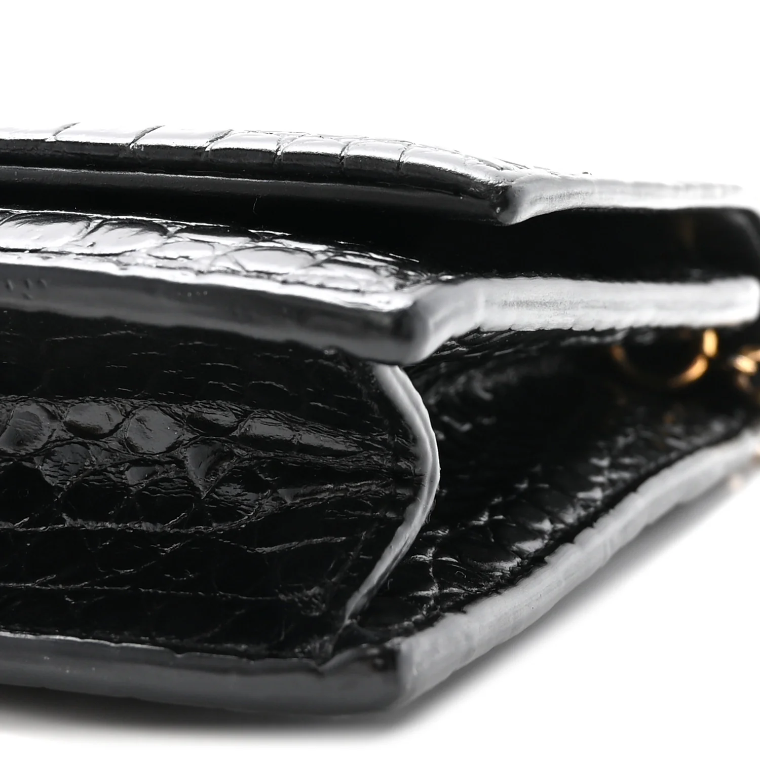 Calfskin Crocodile Embossed Kate Monogram Tassel Chain Wallet Black - Top Club