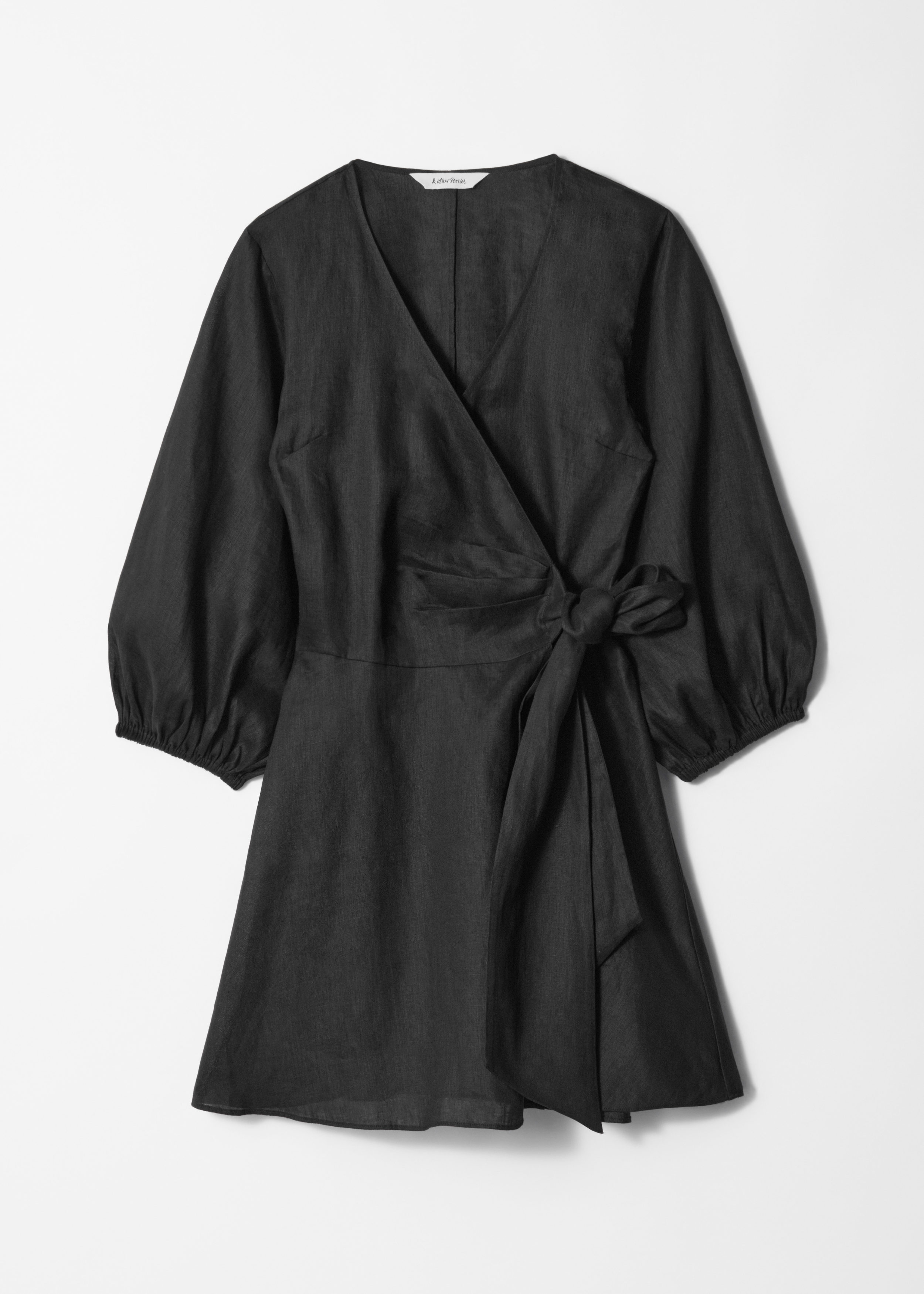 & Other Stories LINEN WRAP MINI DRESS