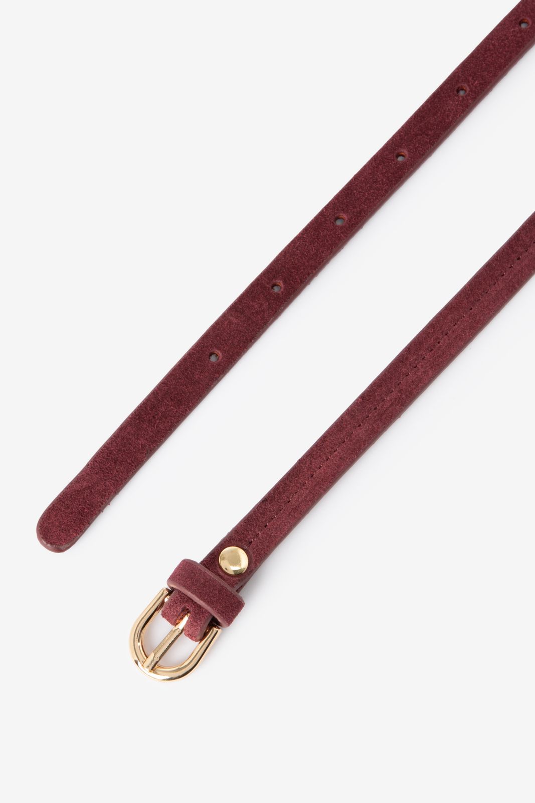 Donkerrode su&egrave;de riem