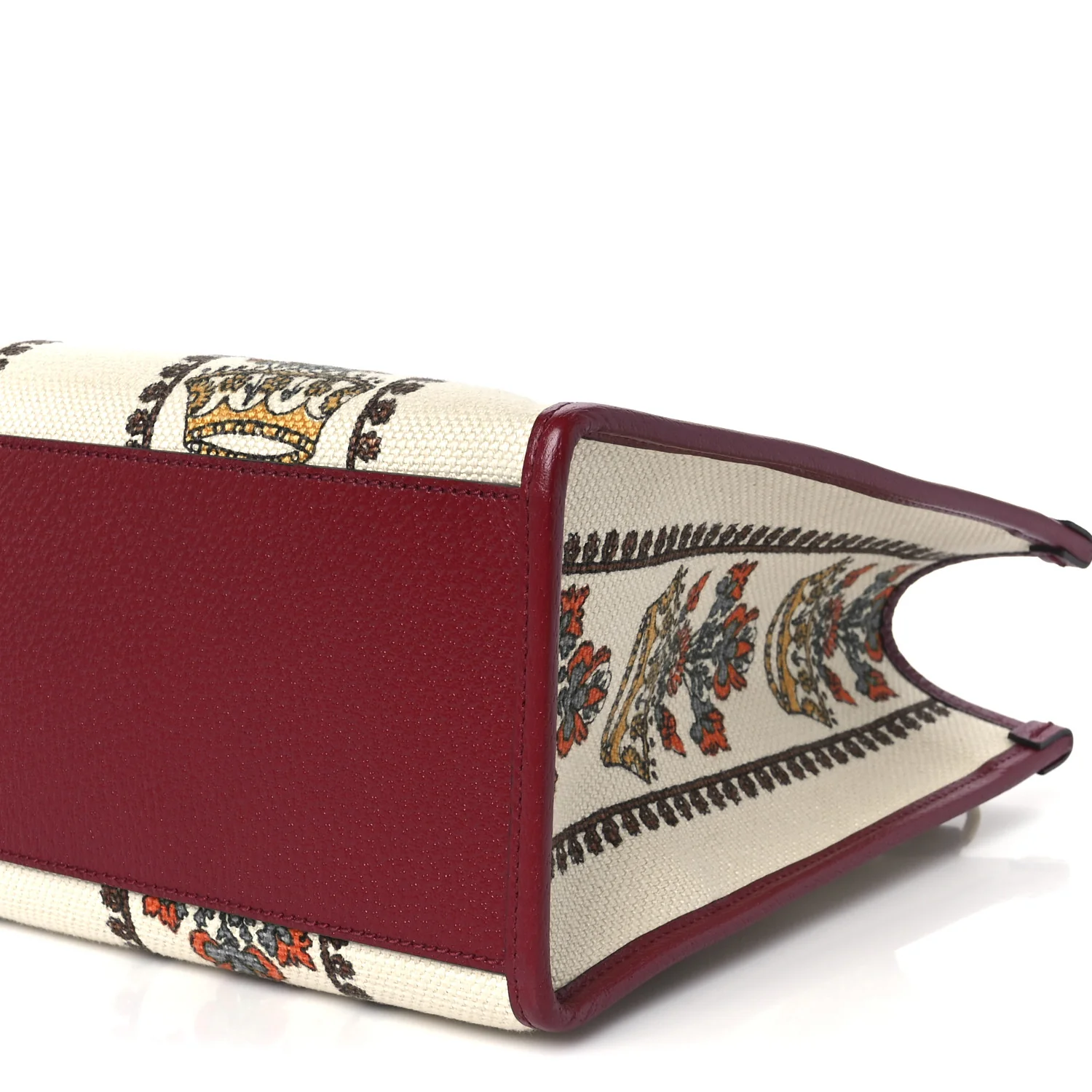 Canvas Jacquard Calfskin 100 Centennial Music Small Tote Bag Ivory Red - Top Club