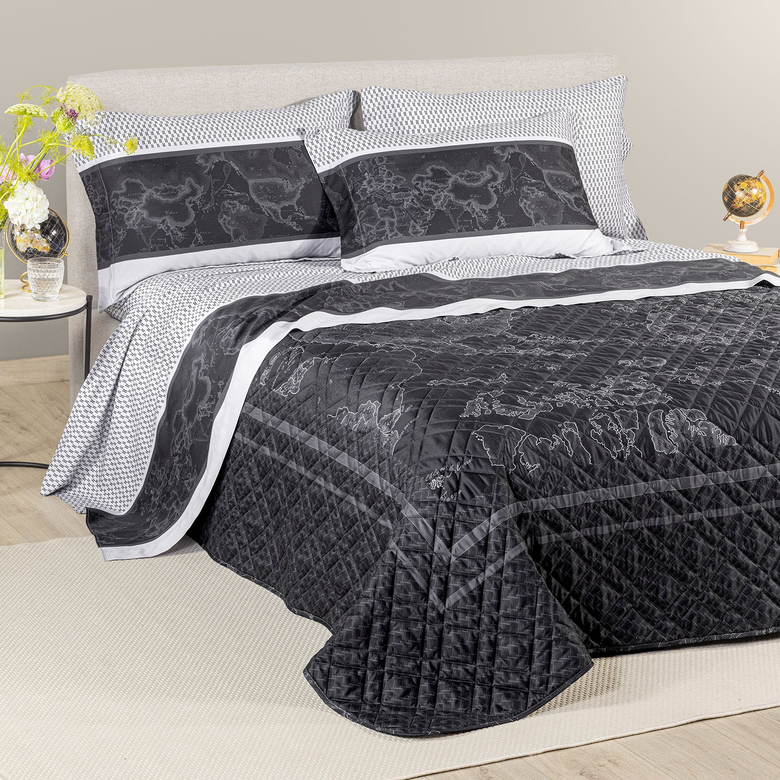 Copriletto Trapuntato In Raso Di Cotone Geo Night Matrimoniale Unica Alviero Martini 1A Classe
