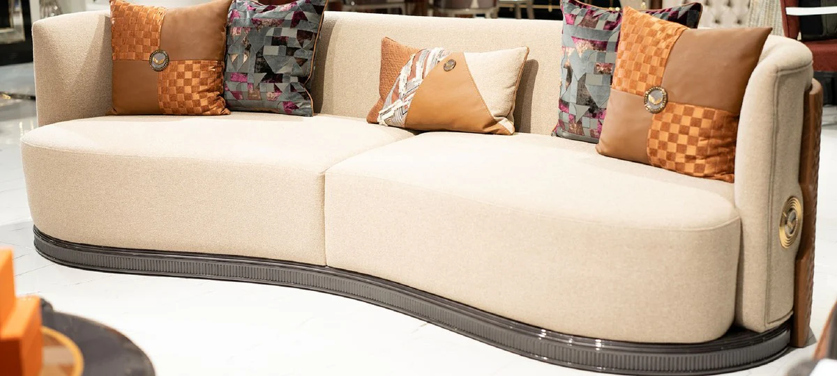 Luxury Art Deco Sofa Cream / Brown / Gray / Gold - Living Room Sofa - Living Room Furniture - Art Deco Furniture - Luxury Furniture