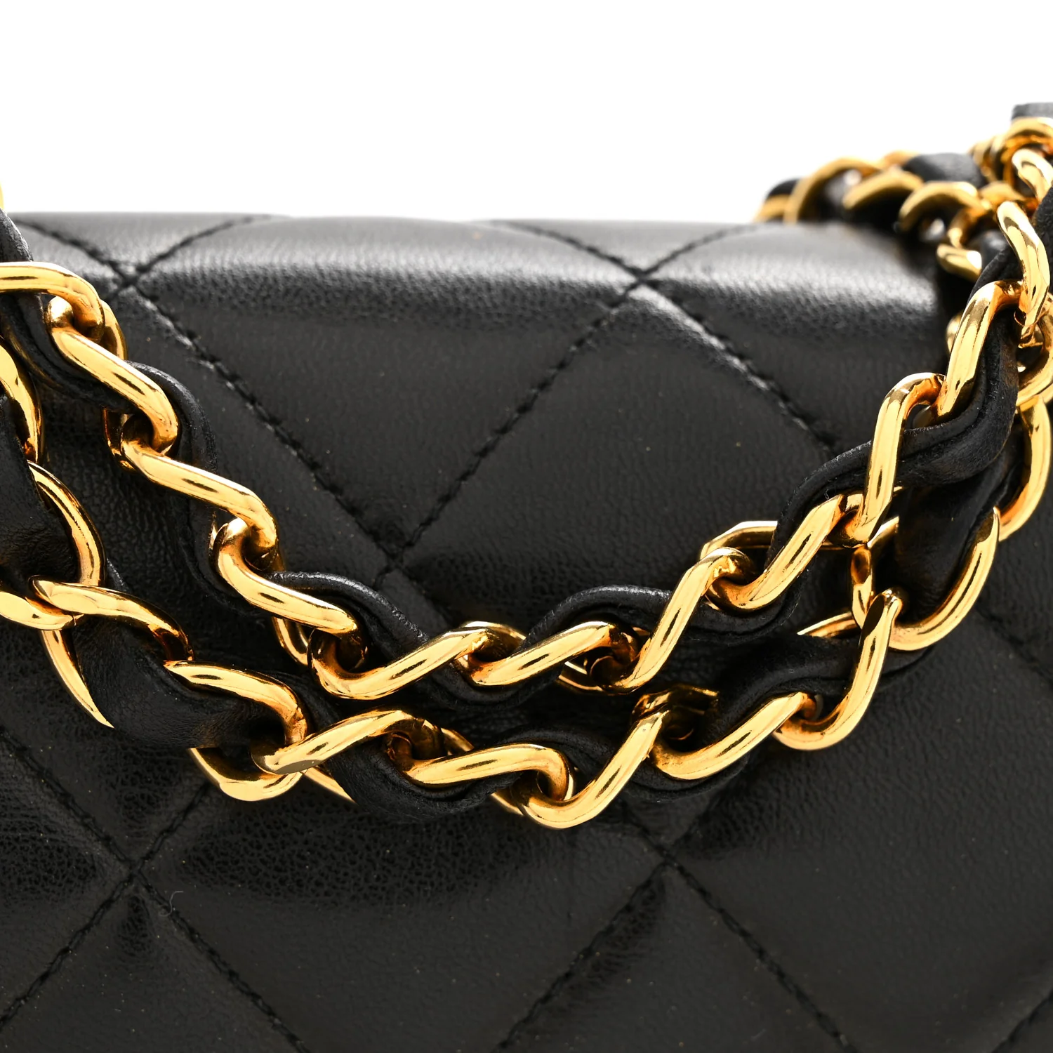 Lambskin Quilted Medium Single Flap Black - Top Club