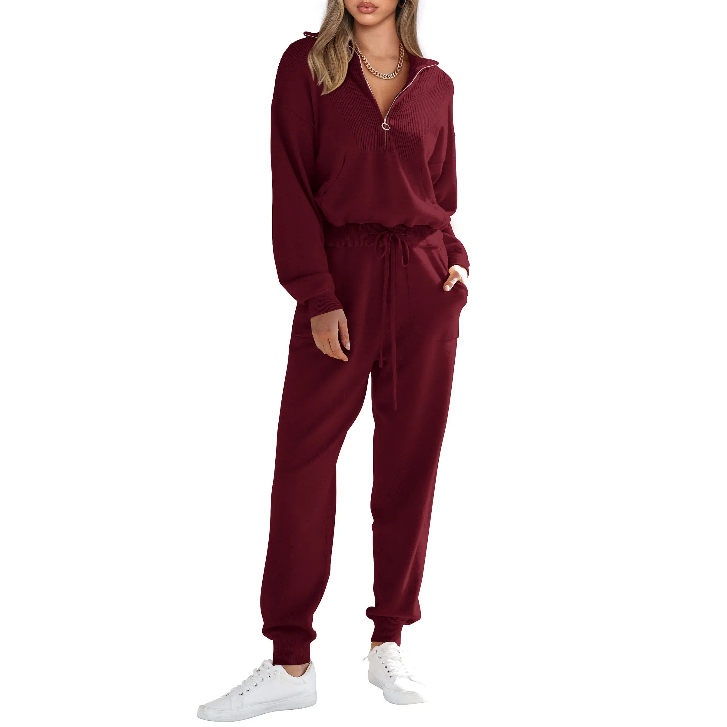 PrettyGarden Women's 2-Piece Sweater Set Pullover Zip Up Sweatshirt Jogger Sweatpants Tracksuit Casual Outfit