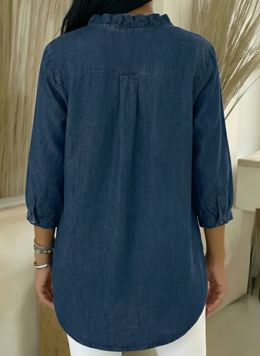 New Arrivals🔥 Women's Casual Denim V-Neck Ruffled Shirt - Nordfashionstorm - Women's Clothing, Fashion for You - Nordfashionstorm.com
