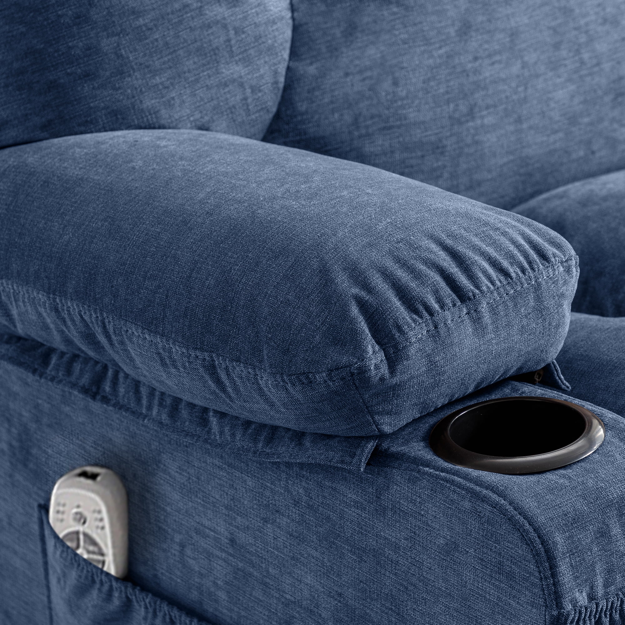 JONPONY Manual Recliner Chair with Heat Therapy and Massage Function, Heavy Duty Reclining Mechanism Massage Chair, Elderly Single Rocker Sofa with Cup Holders for Bedroom Home Theater, Grey