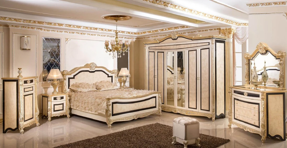 Luxury Baroque Dresser White / Beige / Black / Gold - Handmade Baroque Dresser with 4 Drawers - Luxury Bedroom Furniture in Baroque Style - Baroque Bedroom Furniture