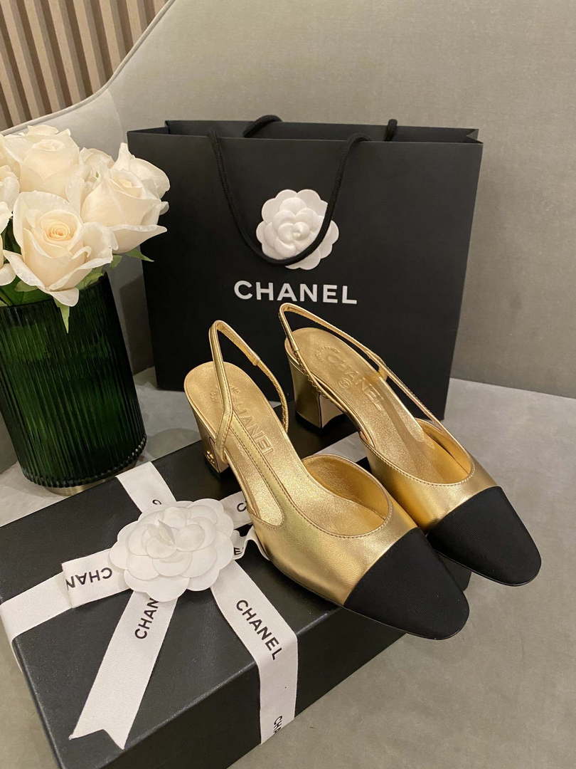 Chanel Women's G31318 Slingbacks Goatskin Grosgrain Sandals Shoes C91005 - Sneaker Replica Workshop