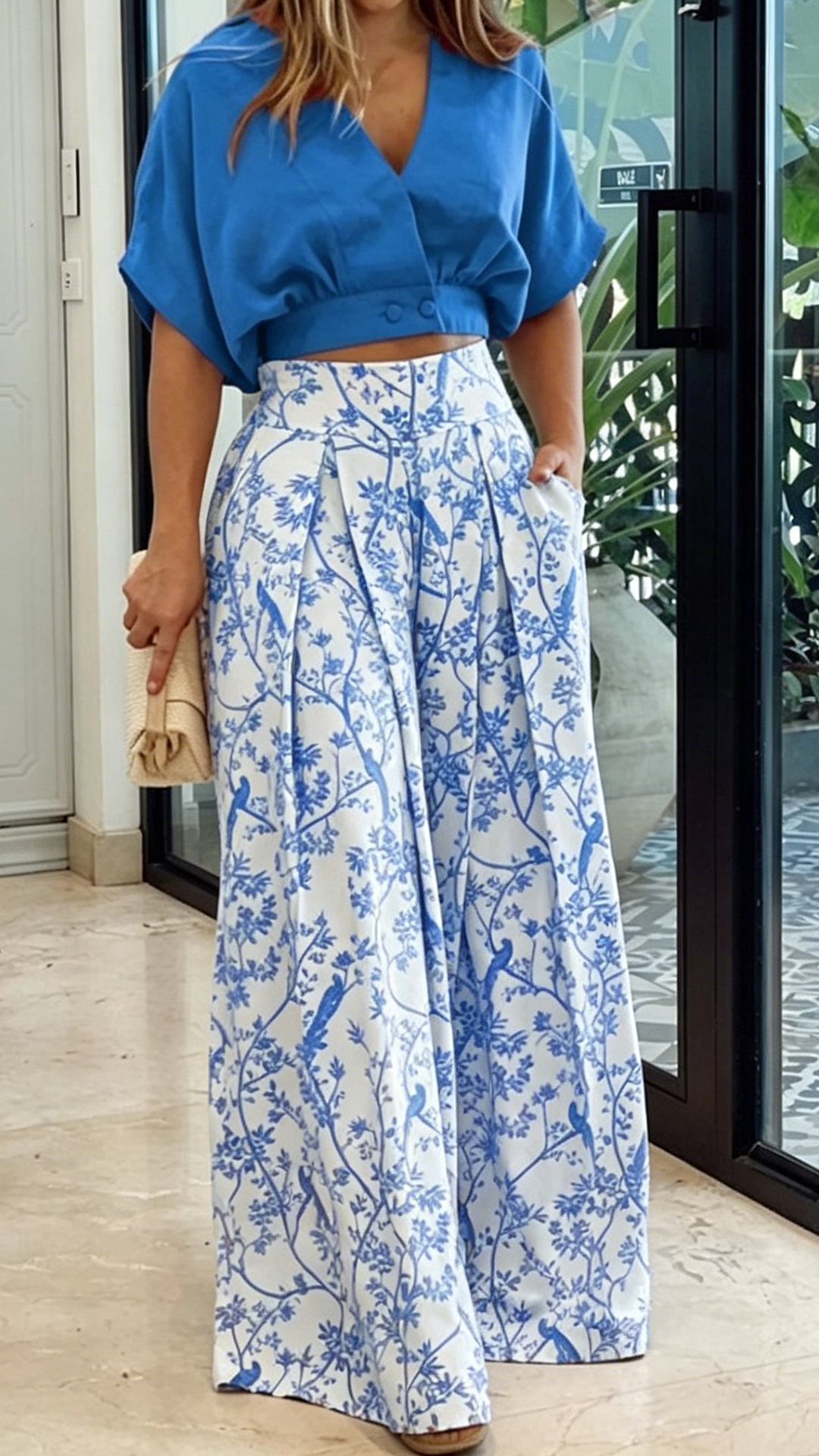 Women's  Print Cotton-Blend Two-Piece Set - Nordfashionstorm - Women's Clothing, Fashion for You - Nordfashionstorm.com