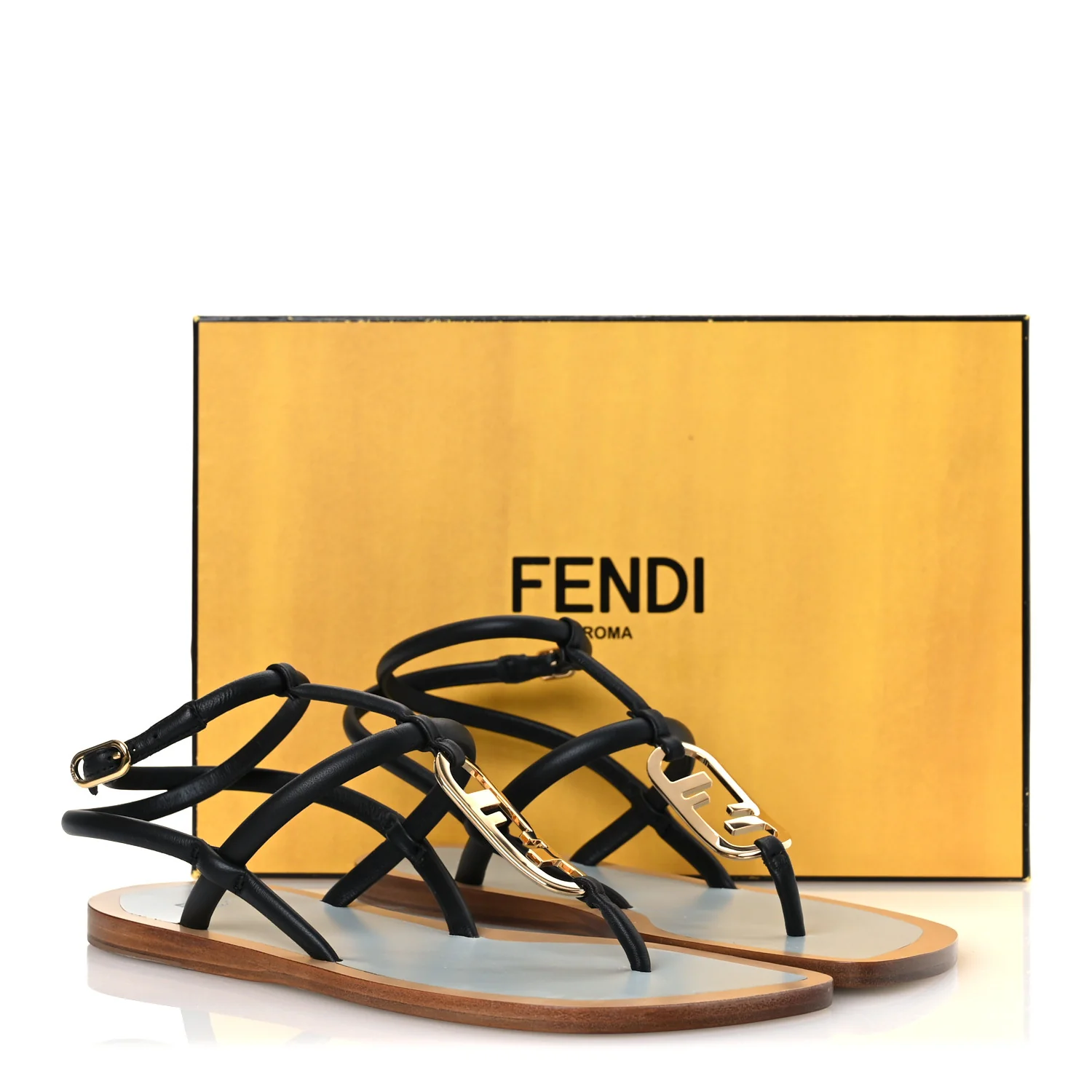 Nappa O'Lock Flat Thong Sandals 37 Black - Top Club