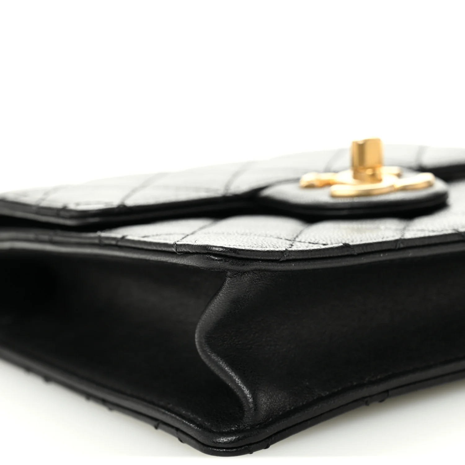 Goatskin Quilted Chic Pearls Flap Black - Top Club