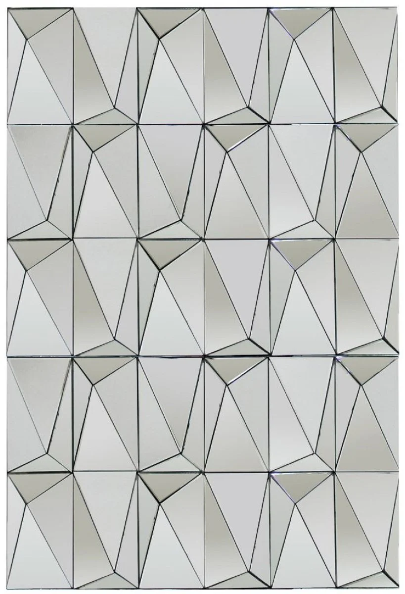 Designer wall mirror silver 80 x 7 x H. 120 cm - Modern living room mirror with geometric shapes - Luxury decorative accessories