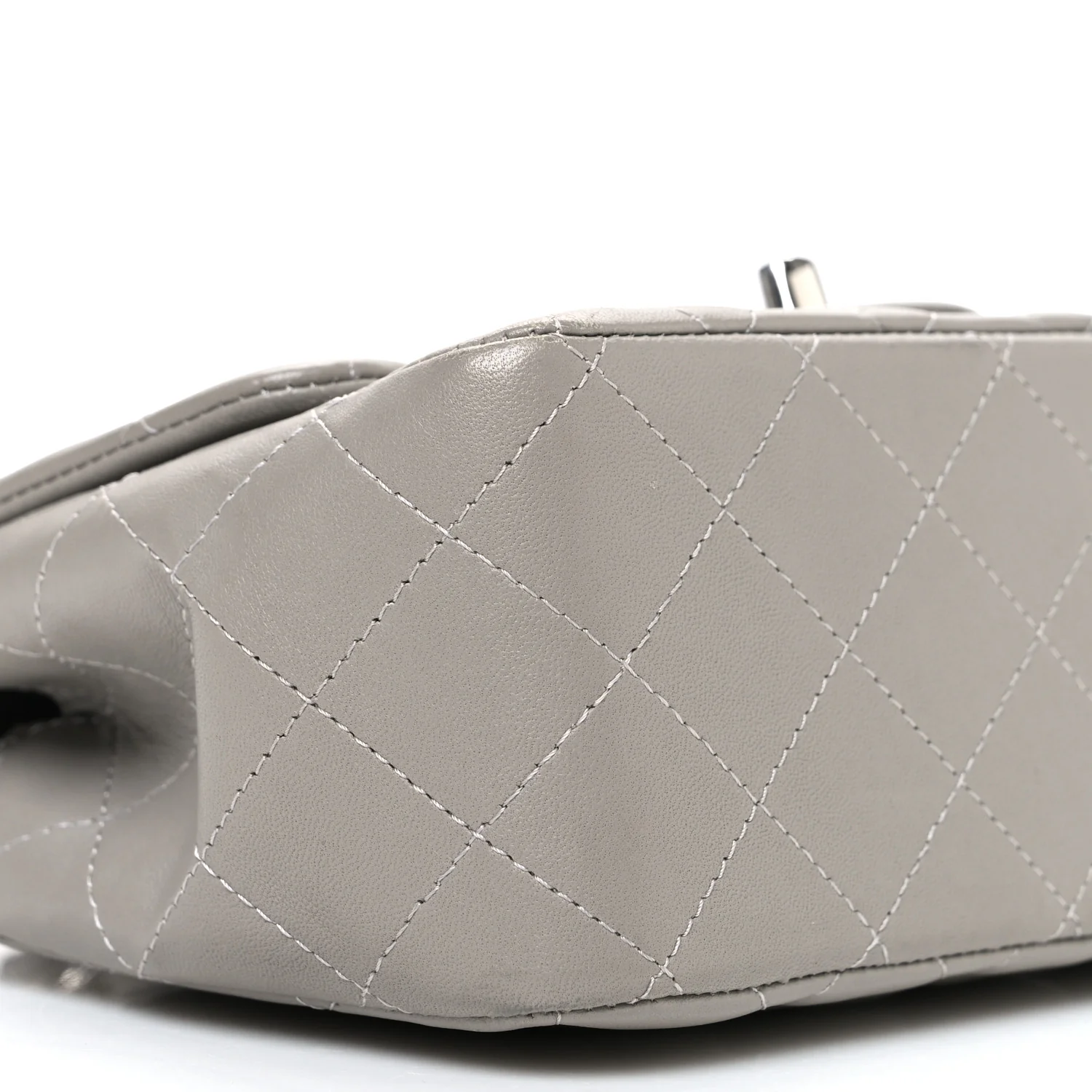 Lambskin Quilted Mini Square Flap Grey - Top Club