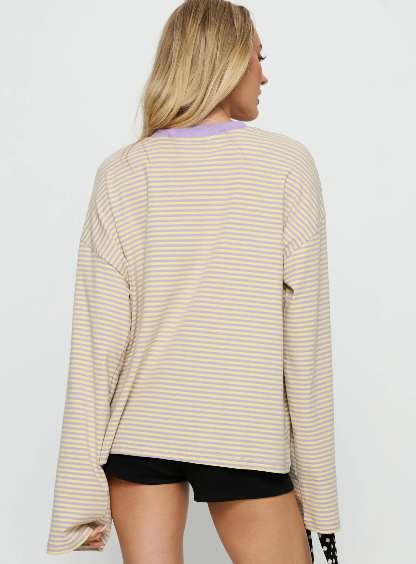 Settle Down Long Sleeve Top Lilac / Lemon Stripe