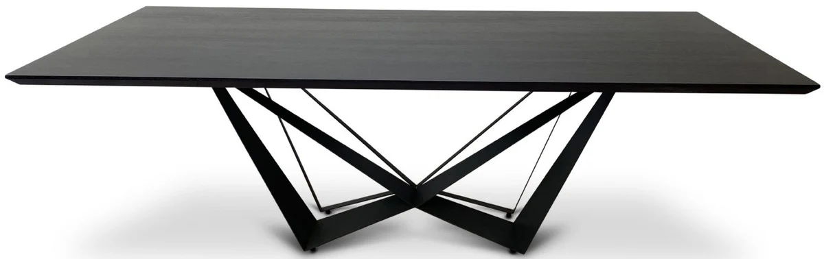 Luxury dining table black 240 x 120 x H. 76 cm - Rectangular kitchen table with oak veneer table top - Luxury dining room furniture