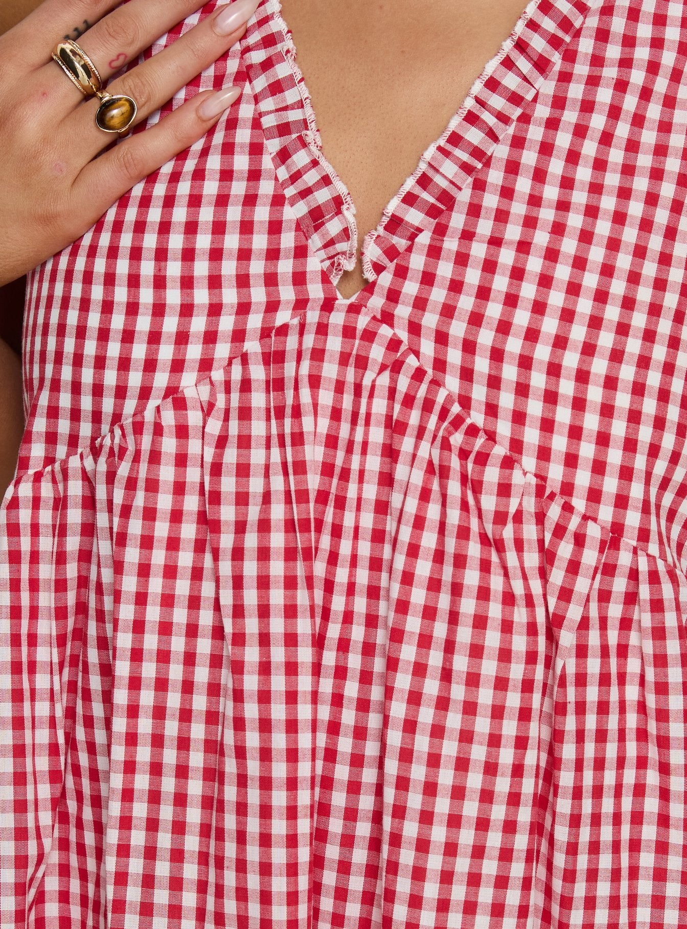 Akacia Babydoll Mini Dress Red Gingham