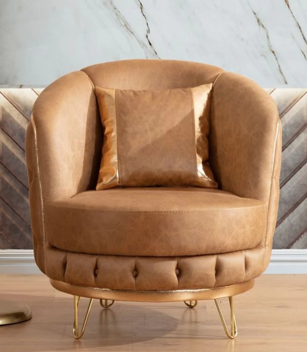 Luxury Chesterfield Living Room Set Vintage Brown / Brass - 2 Luxury Chesterfield Sofas & 2 Luxury Chesterfield Armchairs - Living Room Furniture - Luxury Furniture - Chesterfield Furniture