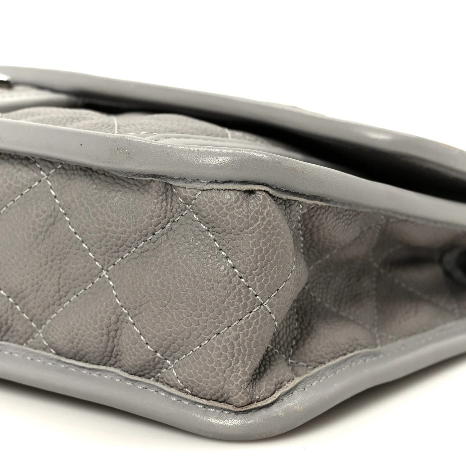 Caviar Quilted Medium French Riviera Flap Light Grey - Top Club
