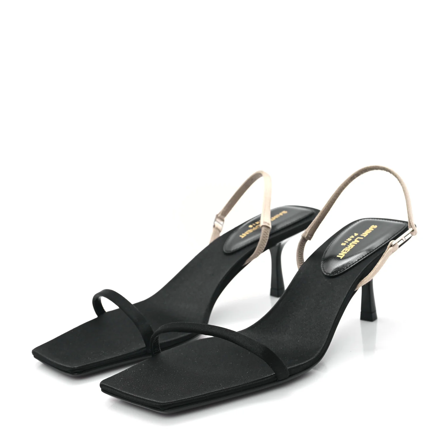 Satin Slingback Jaspe 55 Sandals  35.5 Black Partridge Pink - Top Club