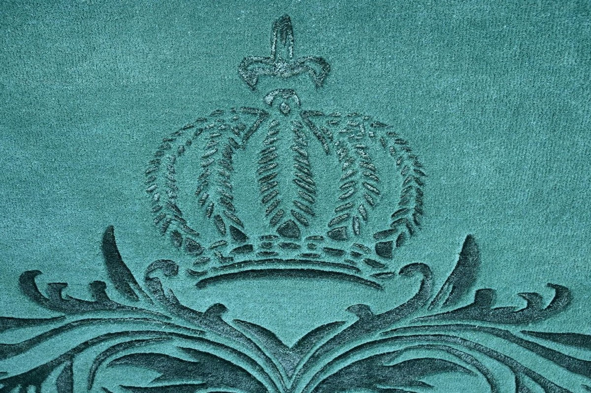 Pompöös by Luxury Baroque Carpet Crown by Harald Glööckler Green 200 x 300 cm