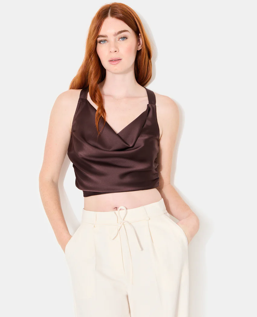 Pimkie Top en satin col bénitier bretelles croisées dos