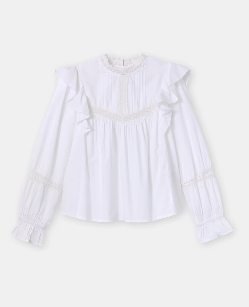 Pimkie Blouse en popeline avec dentelle et volants