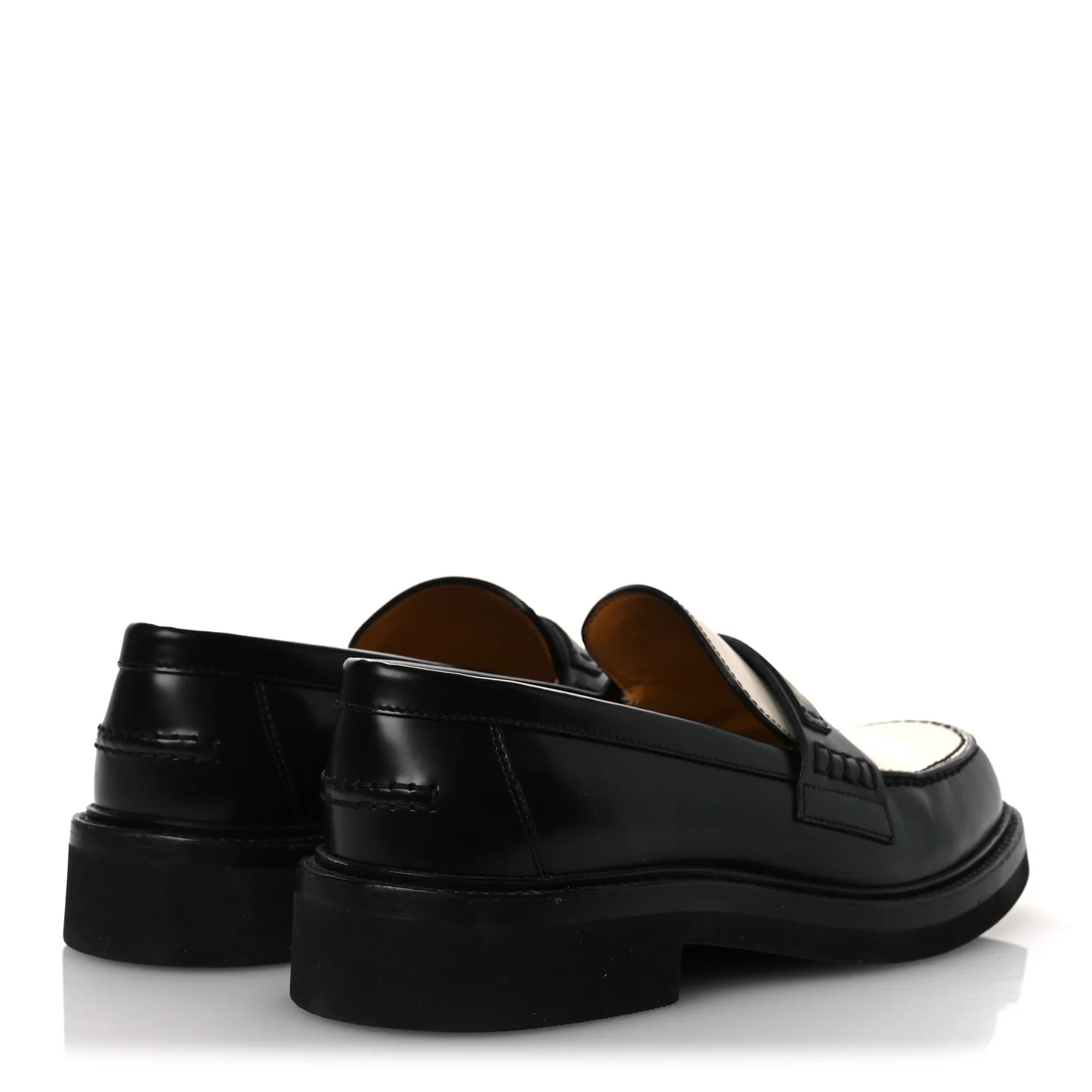 Brushed Calfskin Boy Loafers 37.5 Black White - Top Club