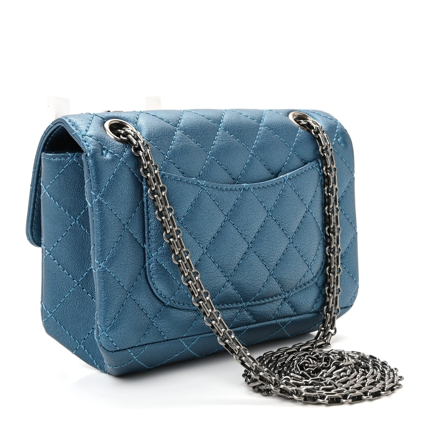 Metallic Sheepskin Quilted 2.55 Reissue Mini Flap Blue - Top Club