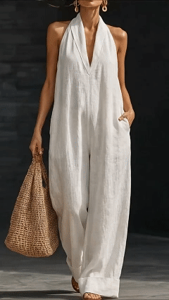 Plus Size Friendly Minimalist And Elegant Cozy Linen Jumpsuit - Nordfashionstorm - Women's Clothing, Fashion for You - Nordfashionstorm.com
