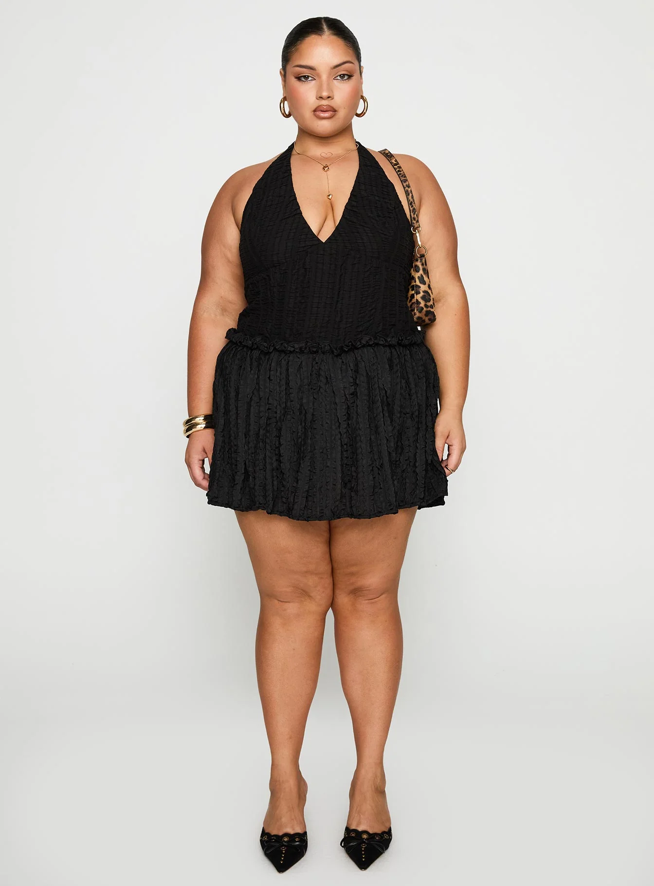 Mixie Halter Romper Black Curve