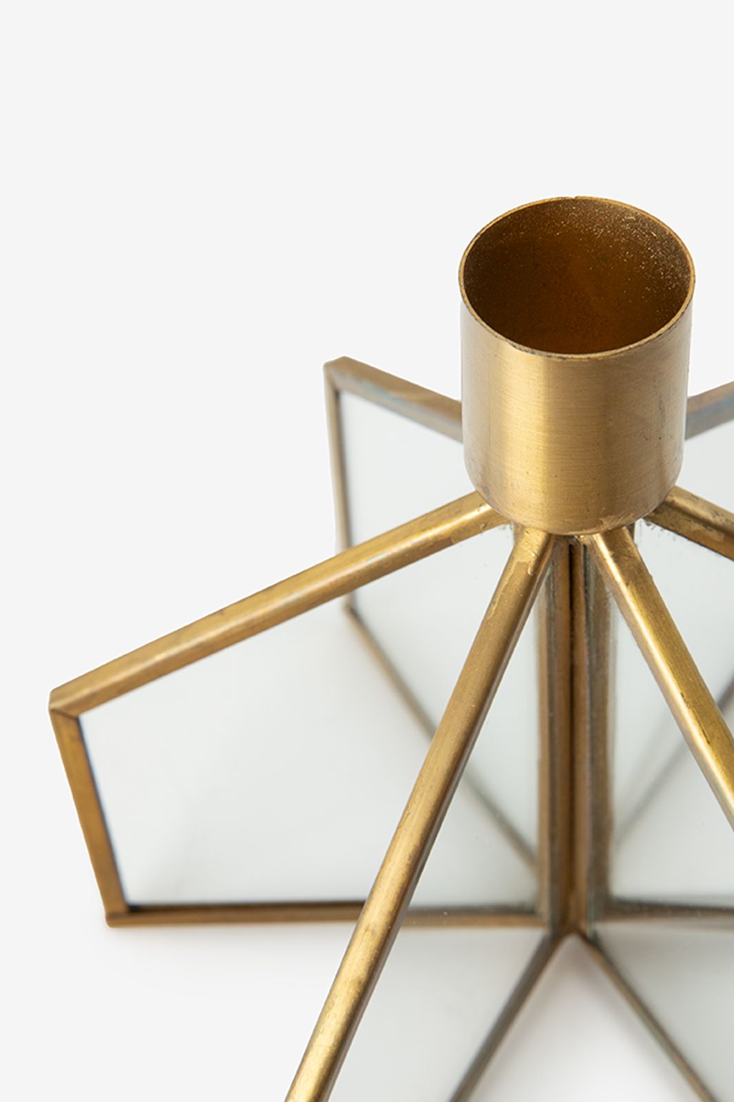 Kandelaar van glas en metaal