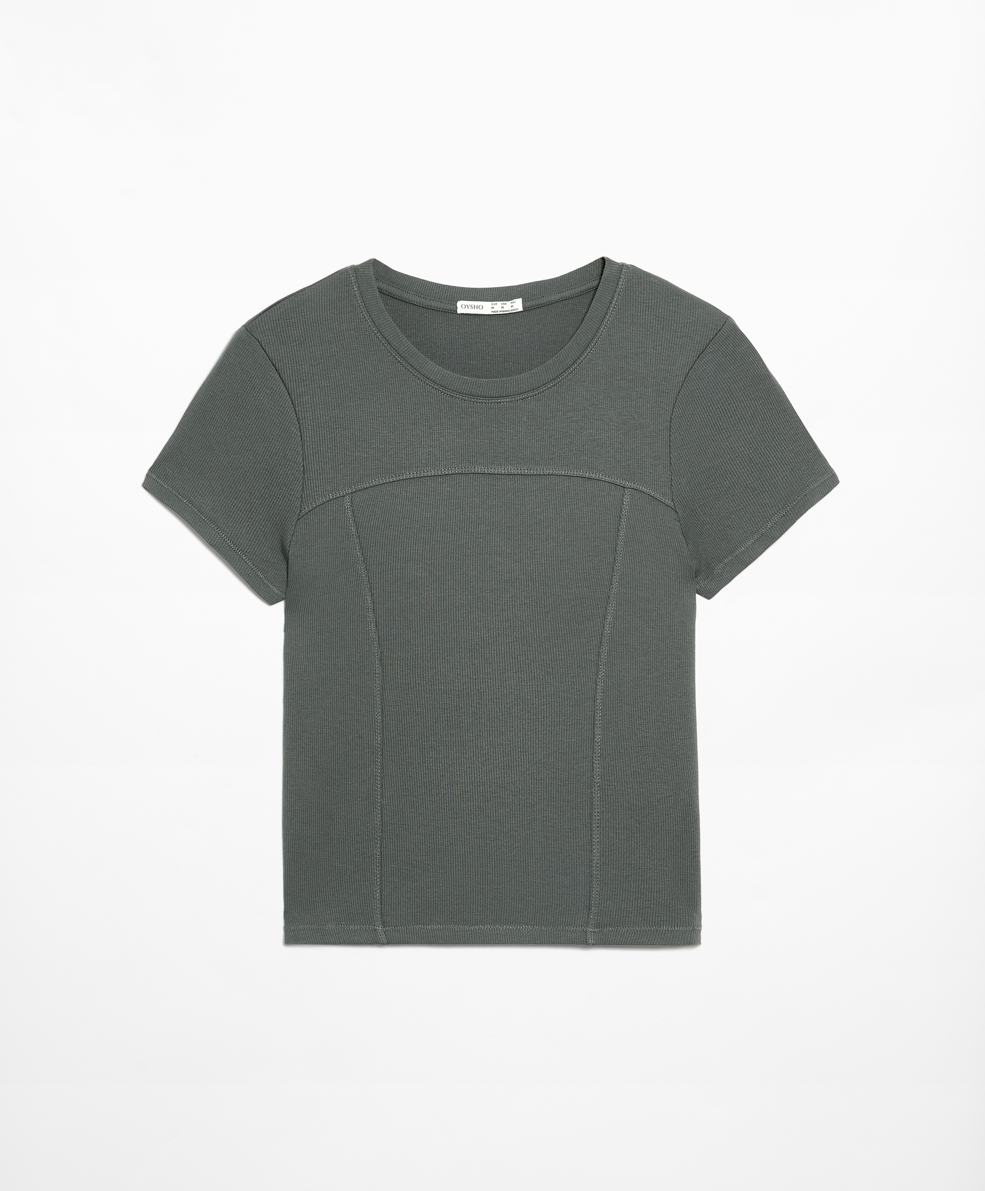 OYSHO Ribbed short sleeve T-shirt